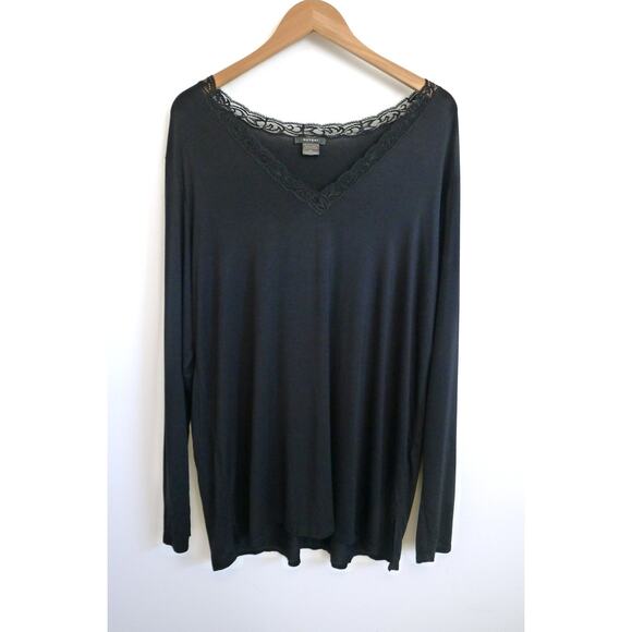 NATORI Feather Essentials Long Sleeve Lace V-Neck PJ Sleep Shirt Top XXL $70 - Picture 2 of 6